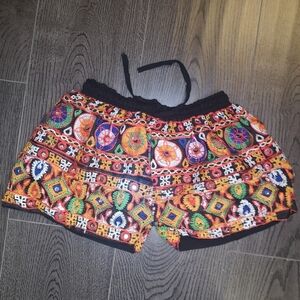 Handmade Embroidered Shorts 'Shisha' with Traditional Indian Mirror Work, Size:S